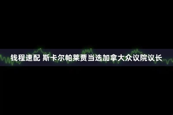 钱程速配 斯卡尔帕莱贾当选加拿大众议院议长
