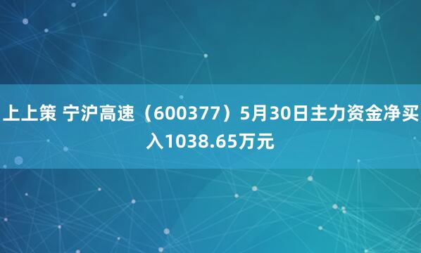 上上策 宁沪高速（600377）5月30日主力资金净买入1038.65万元
