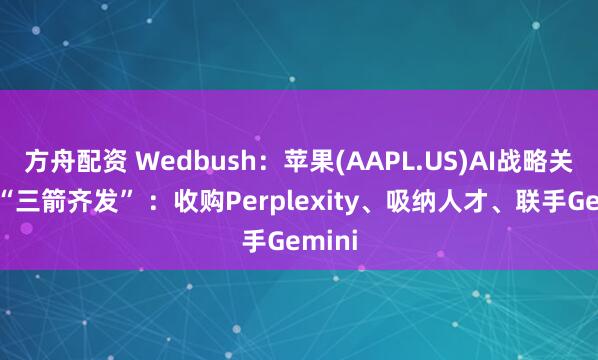 方舟配资 Wedbush：苹果(AAPL.US)AI战略关键需“三箭齐发” ：收购Perplexity、吸纳人才、联手Gemini